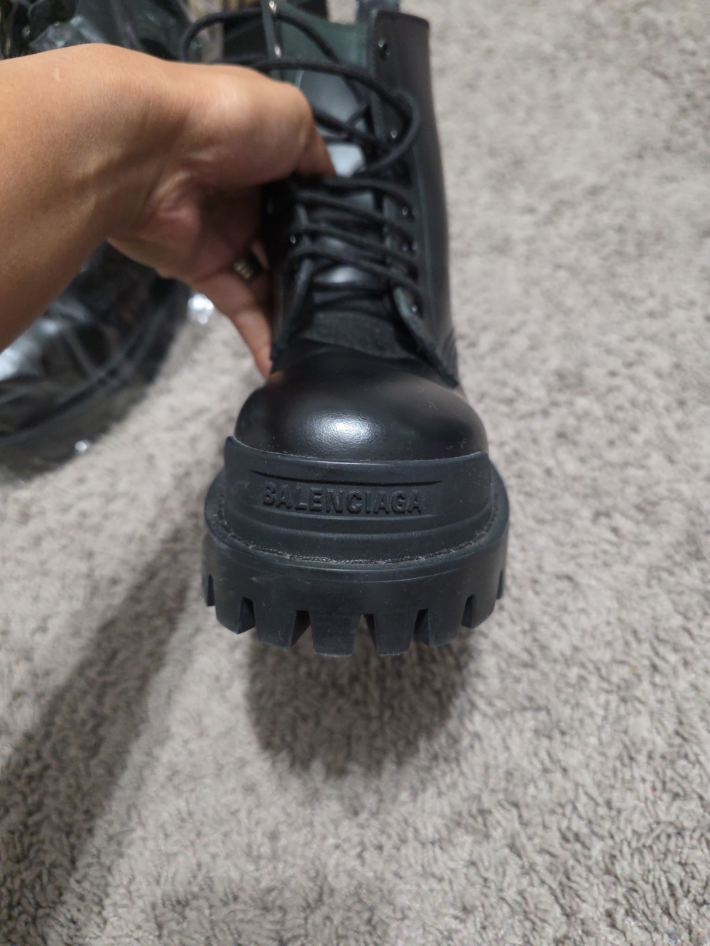 Balenciaga Black Chunky Lug Combat Boots